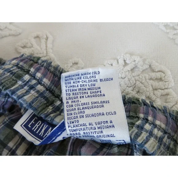 Vintage 90s Ericka & Co Madras Plaid Cotton Baggy Long Shorts Drawstring Small - Picture 6 of 6